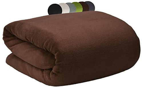 Beautissu XXL Kuscheldecke Flauschig 220x240 cm Dunkelbraun – Weiche Wohndecke für Couch & Bett als Sofa Decken Überwurf – Microfaser Fleecedecke als Tagesdecke & Sofadecke – Flauschige Decke Aurelia