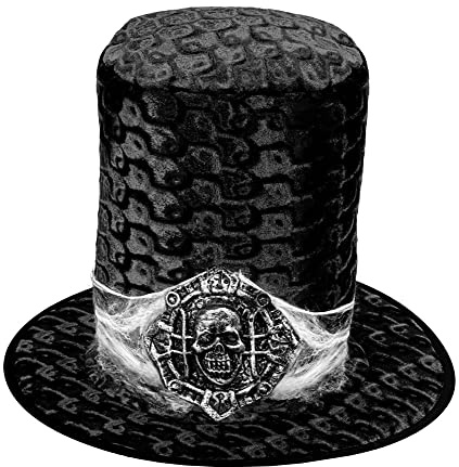 W WIDMANN MILANO Party Fashion - 85321 - Cappello di Halloween con ragnatela e medaglione a forma di teschio, cappello a cilindro, Halloween, festa in maschera