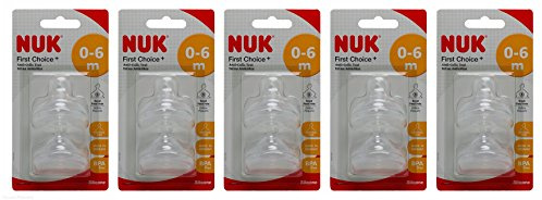 Multibuy 5x NUK First Choice+ 2 Wide Silicone Teats Size 1,Small Hole (0-6 M) by NUK