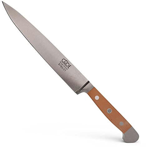 GÜDE Solingen - Schinkenmesser geschmiedet, 21 cm, Birnenholz, ALPHA BIRNE, Tranchiermesser, Doppelkropf, Handmade Germany