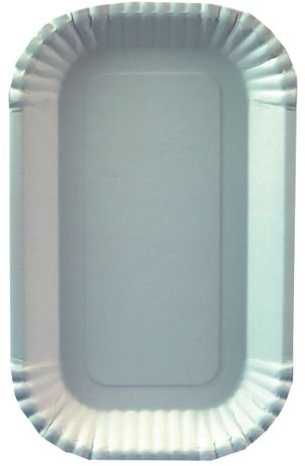 Bandeja rectangular 300 unidades de cartón 15 cm x 23 cm x 2 cm blanco