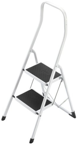 Hailo Safety, Stahl-Klapptritt, 2 Stufen, hoher Sicherheitshaltebügel, Klappsicherung, belastbar bis 150 kg, 4312-001