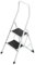 Hailo 4312-001 Taburete de acero con 2 peldaños y estribo de seguridad extra alto de 50 cm, Blanco, un tamaño