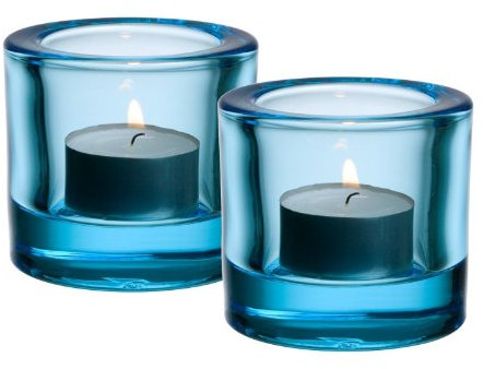 iittala Lichter - Kivi - Design Heikki Orvola - Teelichter 2er Set Standard Hellblau - 6 cm