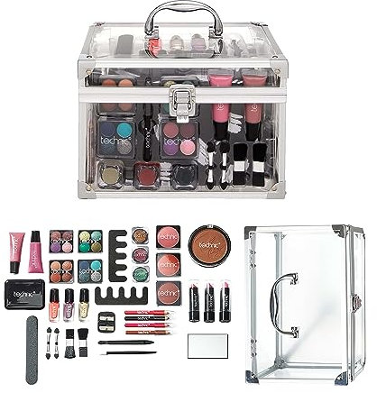 Technic 36 Pcs Clear Carry & Storage Train Case Including Beauty Makeup Cosmetics & Tools