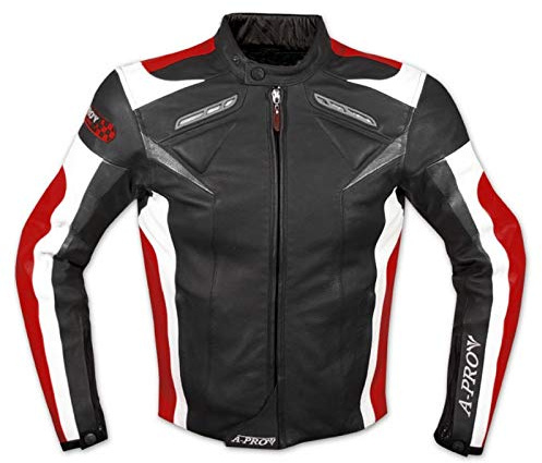 A-Pro Leder Jacke Motorrad Race Sport Rindsleder CE Protektoren Thermofutter Rot L
