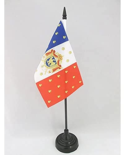 AZ FLAG Drapeau de Table Etendard de Napoléon III 15x10 cm Socle Plastique | Usage intérieur Drapeau de bureau de l'Empire français de Napoléon III finition cousue et bords renforcés polyester 100D