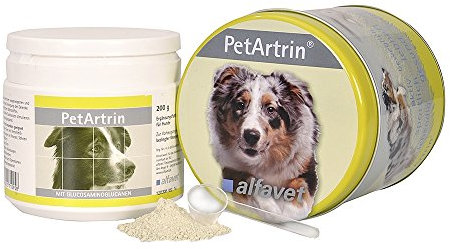 Alfavet PetArtrin, Doppelpack, Ergänzungsfutter für Hunde, unterstützt Gelenke, Gelenkstoffwechsel bei Osteoarthritis, Pulver, 2x200g Dosen