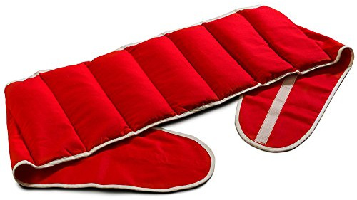 Wärmegürtel Traubenkernkissen zum Umbinden - Gürtel mit Klettverschluss - ca. 135cm - 7-Kammer Wärmekissen XXL Körnerkissen - Bio-Stoff rot