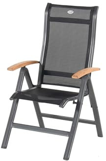 Hartman Alice Multipositionssessel, xerix/schwarz, Alu/4x4 Textilen, mit FSC Teak-Armlehnen