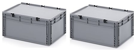Auer Packaging 2x Eurobehälter 60 x 40 x 28,5 mit Scharnierdeckel inkl. gratis Zollstock 2er Set
