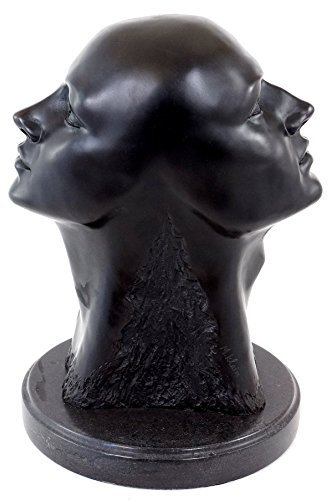 Moderne Kunst Bronzefigur - Moderne Bronzeskulptur - Zwei Seelen - signiert M. Klein - Januskopf - Skulptur