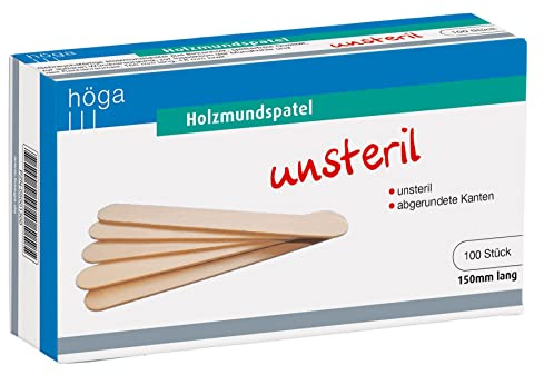 Spatule Bois Bouche, 150 mm de long, non stériles, 100 unités par paquet, pack de 3