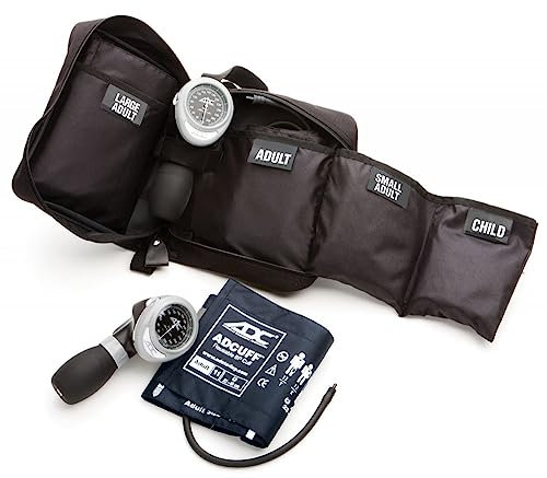 ADC Diagnostix Multikuf 732 – ADC-Notfallmedizin-Set mit 4 Manschetten, professionelles handgehaltenes Aneroid-Blutdruckmessgerät, mehrfarbig