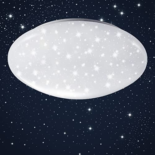 Lampada da soffitto LED, decoro a cielo stellato, plafoniera luce bianca 4.000K 1.200lm, Ø28cm, LED integrati 12W, lampadario per camera da letto o soggiorno a risparmio energetico, plastica, IP20