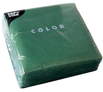 PAPSTAR 1 Karton = 12x100 Servietten, 1-lagig 1/4-Falz 33 cm x 33 cm dunkelgrün 12308