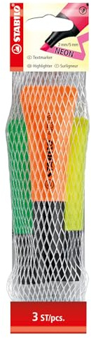STABILO Highlighter NEON - Pack of 3 - yellow, green, orange