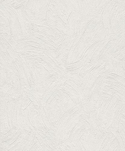 Rasch Tapete 859201 - Carta da parati in tessuto non tessuto bianco con struttura in gesso, effetto gesso, 10,05 m x 0,53 m (L x L x A)