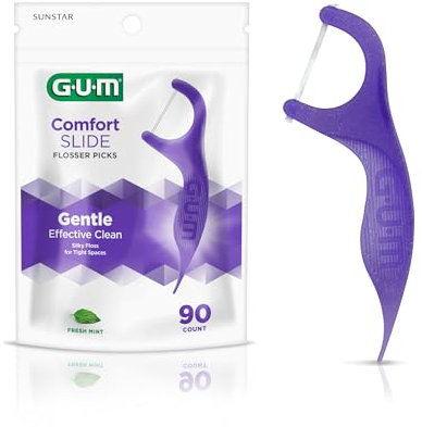 GUM - Flossers per spazi stretti, menta, filo interdentale, 90 pezzi