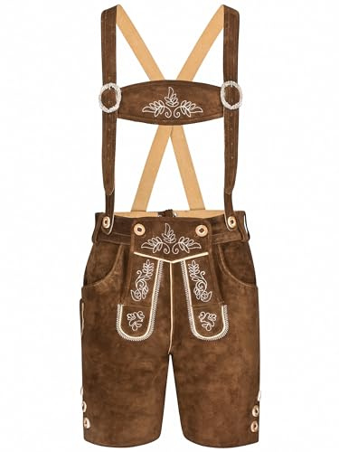 Schöneberger Trachten Couture Herren Feldberg Lederhose kurz Trachtenlederhose Trachtenhose Männer kurz (46, mittelbraun)