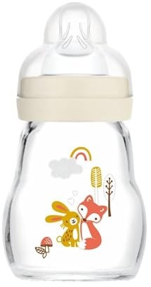MAM Feel Good Trinkflasche aus Glas, mit Sauger Größe 1, 0+ Monate, 170 ml, neutral