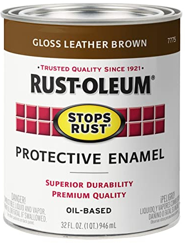 Rust-Oleum 7775502 Stops Rust Brush On Paint, Quart, Gloss Leather Brown, (Pack of 1)