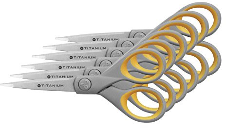 Westcott E-30450 00-I Titanium Super Softgrip sax, 13 cm, 6 stycken, grå/gul