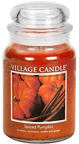 Village Candle Spiced Pumpkin Large Apothecary Jar, Scented Candle, 21.25 oz.