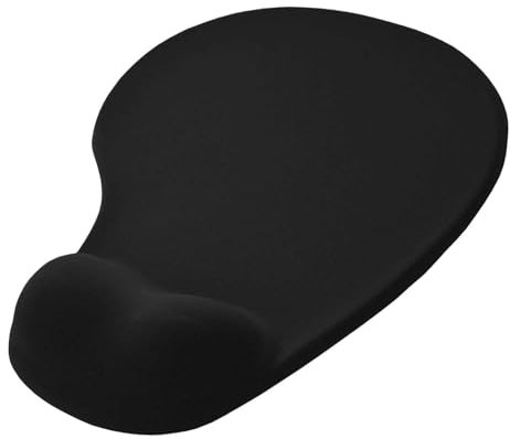 OcioDual Tappetino Mouse Poggiapolsi, Tessuto Morbido con Base in Gomma Antiscivolo, Colore Nero, Tappetino Mouse Ergonomico con Supporto in Gel, Gioco, Ufficio