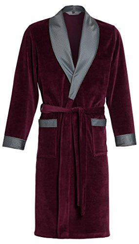 Revise Raul RE-102 elegant badrock för män – morgonrock – året runt-badrock, Burgund röd, S