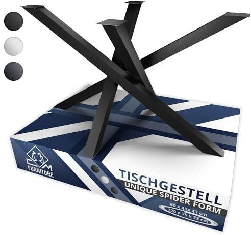 CM Furniture Tischgestell Metall Tischbeine Spider Unique Mikado Form Anthrazit für Massiv Tischplatte 72cm Hoch Esstisch Konferenztisch Wohnzimmertisch Büro Solid Konstruktion DIY Premium Projekte