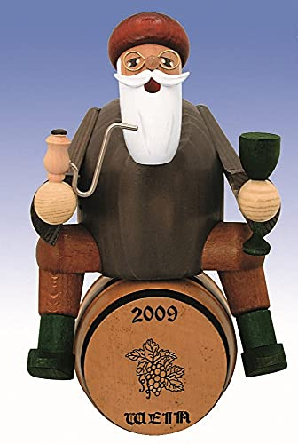 Rudolphs Schatzkiste Smoking Figure Wine Merchant on Barrel of 18 cm Smoke Figure Smoking Man Figurine Incense Man ore Mountains