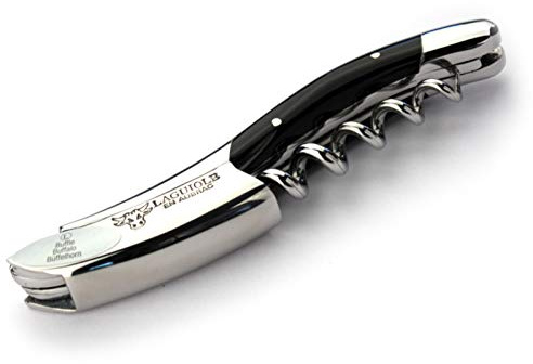 Laguiole En Aubrac Sommelier Waiter's Corkscrew, Buffalo Horn Handle, Wine Opener With Foil Cutter & Bottle Opener, Stainless Steel Shiny Bolsters