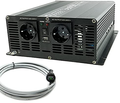 solartronics Spannungswandler Wechselrichter Intverter NM 2000-4000 Watt 12V zu 230V schwarz USB Schuko Garten Camping Wohnmobil (2000 Watt 12V - mit 3m Kabelfernbedienung)