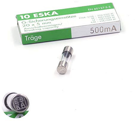 10x Fusible temporisé (T) en verre 500mA / 250VAC 5x20mm