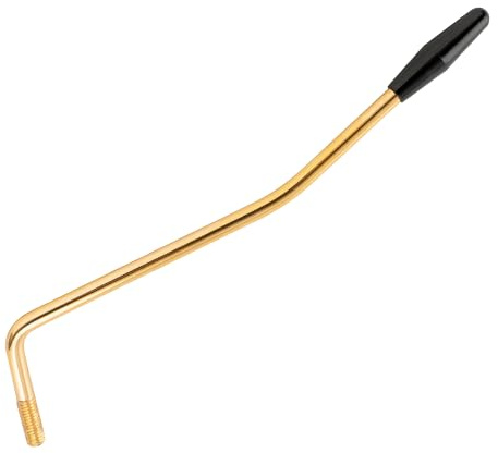 Musiclily 6mm Thread Tremolo Arm Whammy Bar for Import Squier Strat Style Electric Guitar,Gold with Black Tip