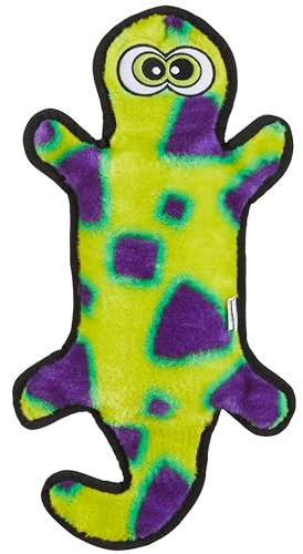 Outward Hound Durablez Gecko – Squeaky Plush Dog Toy, No Stuffing for Less Mess, Interactive & Tough, 4 Jumbo Squeakers, Puppies & Dogs, Large, 17.5