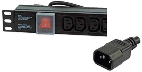 Dynamode 6 Way PDU Extension Lead- 10A Multi Plug Switched Power Distribution Unit (PDU) Rack Mount Charging Station with 2M Cord Cable for Home Office 19 Inch PDU Server Cabinet, 6 IEC Plug Sockets