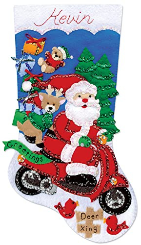 Scooter Santa Felt Stocking Kit