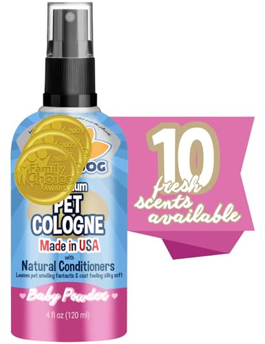 Bodhi Dog Premium Dog Cologne - Deodorizing Dog Perfume & Conditioner for Dogs & Cats - Natural Long Lasting Spray - Keeps Pets Fresh All Day - Gentle & Safe Formula, Made in USA (Baby Powder 4 Fl Oz)