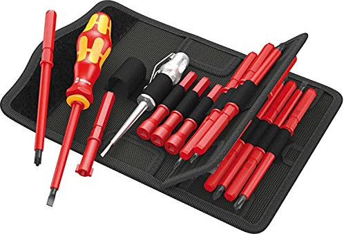 Wera 05003471001 Kraftform Kompakt VDE 18 Universal 1, Jeu de lames interchangeables pour tournevis isolés, 18 pièces