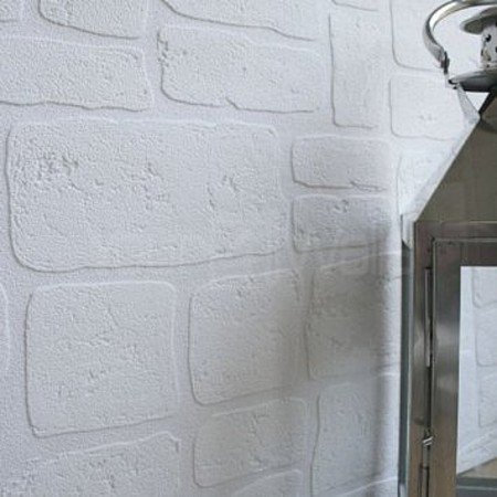 Paintable' Brick Effect wallpaper in White (Full Roll)