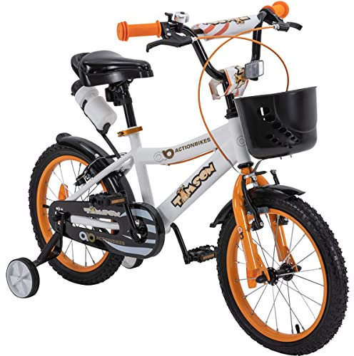 Actionbikes Kinderfahrrad Timson - 16 Zoll - V-Break Bremse - Stützräder - Luftbereifung - Ab 4-7 Jahren - Jungen & Mädchen - Kinder Fahrrad - Laufrad - BMX - Kinderrad (Timson 16 Zoll)