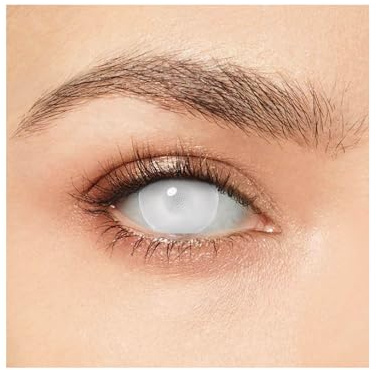 MYSA LENS® Lentilles De Contact De Couleur Fantaisie Crazy pour halloween Yeux Blanc Blind Aveugle génération Nouvelle Demon White Etui Offert 12 Mois sans correction