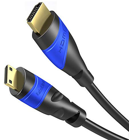 KabelDirekt – Cavo Mini-HDMI, struttura infrangibile – 5 m (da HDMI a Mini-HDMI, bidirezionale, 4K@60Hz per Ultra HD, High Speed con Ethernet, per tablet/fotocamere/videocamere, nero)