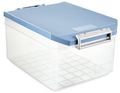 Tatay Caja Almacenaje Plastico 14 L Multiusos | Tapa con Bisagra Incluida | Asas Ergonómicas en ABS | Diseño Apilable y Resistente | Plástico Libre de BPA | 27x39x19 cm, Azul