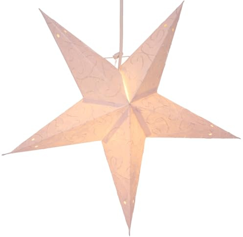 Faltbarer Advents Leuchtstern, 40 cm, Mercury small naturweiß | Hochwertiges Papier, handgefertigt, 9-zackig, TÜV geprüft, einfache Montage, stimmungsvolle Fensterdeko.