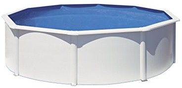 Piscina de Acero Elevada,Forma Redonda con Aspecto Acero Blanco. Piscinas Desmontables para Jardín 460 x 120 cm - Piscina Gre KITPR453 Bora Bora.