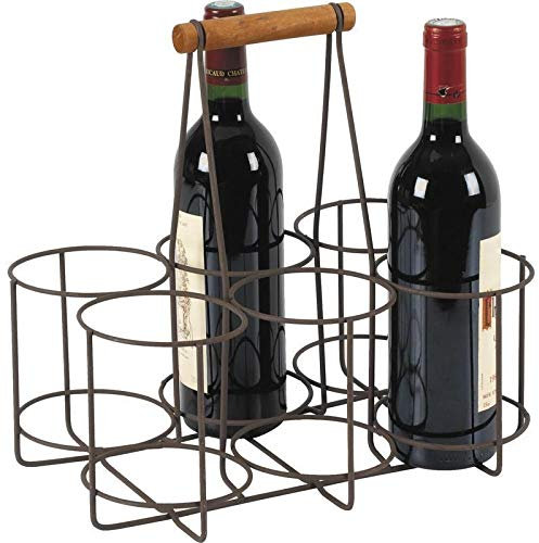 AUBRY GASPARD Panier bouteilles en métal vieilli et bois 6 bouteilles