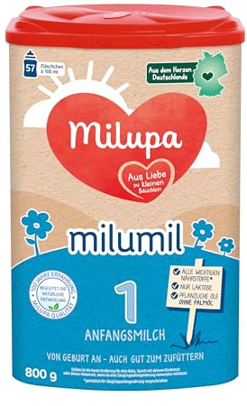 Milumil Milupa 1 Babynahrung, Anfangsmilch von Geburt an, Baby-Milchpulver, 800 g